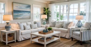 Cozy Neutral Coastal Living Room Ideas