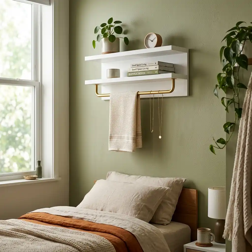 Floating Shelves with Towel Rack