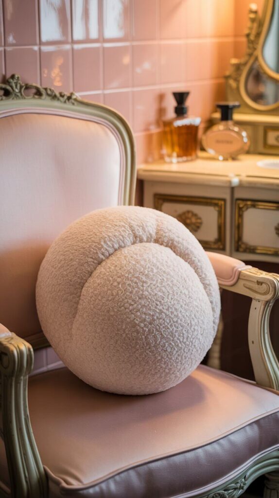 1. Pink + Cream Ball Pillows for a Ghostly Soft Touch