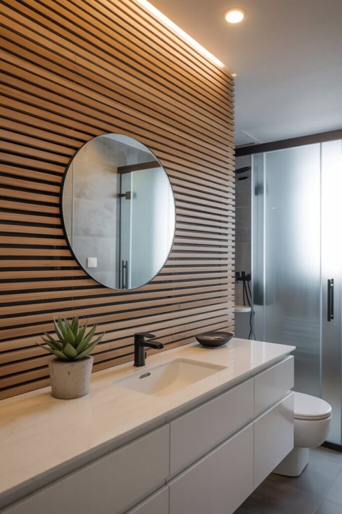 2. Wooden Slat Wall for Warmth