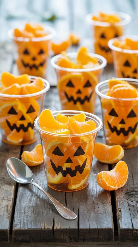5. Jack-o’-Lantern Fruit Cups 🎃