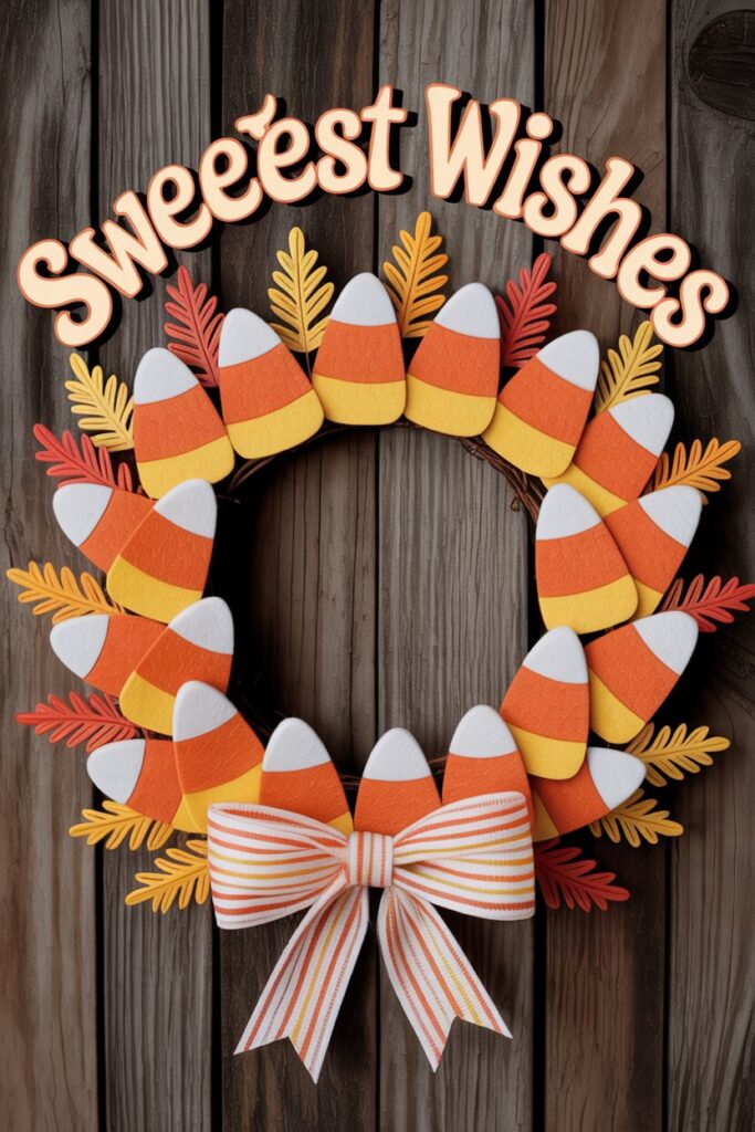 7. Candy Corn Wreath 🍬