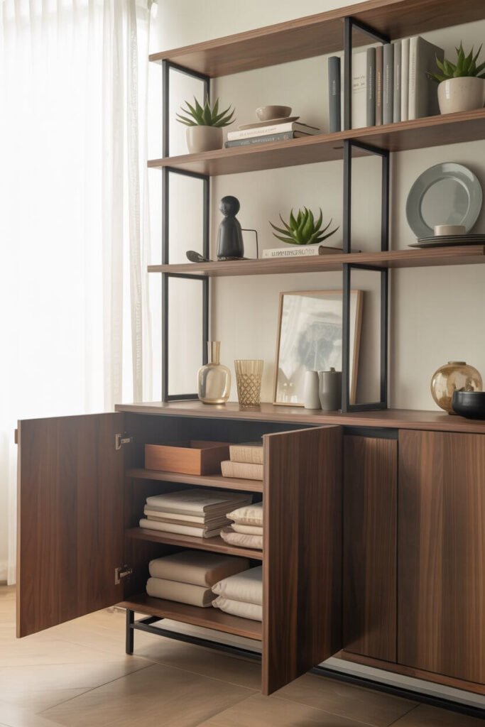8. Open Shelving + Cabinet Combo