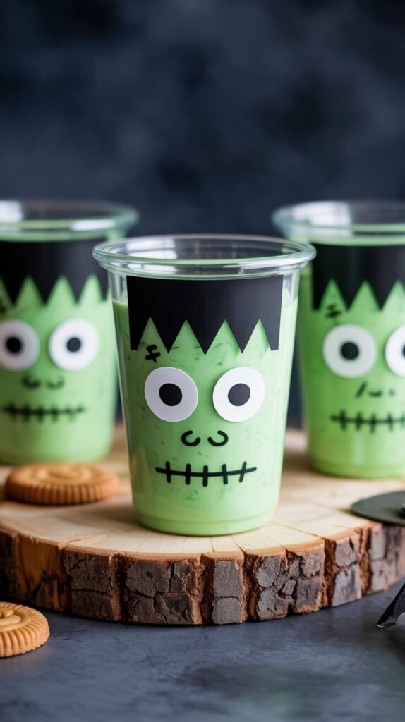 Frankenstein Pudding Cups ⚡