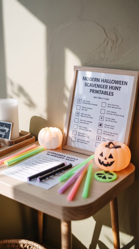Glow-in-the-Dark Hunt 🌌
Why it works: It’s magical and perfect for evening parties.
What You’ll Need:
Glow sticks
Glow-in-the-dark stickers or toys
Printable checklist with glowing symbols
How to Play: Hide glowing