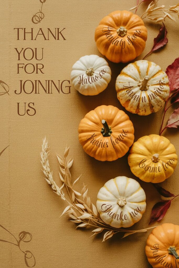 1. Mini Pumpkin Place Cards 🎃