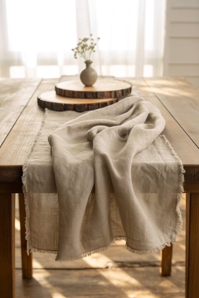 1. Start with a Neutral Linen Table Runner