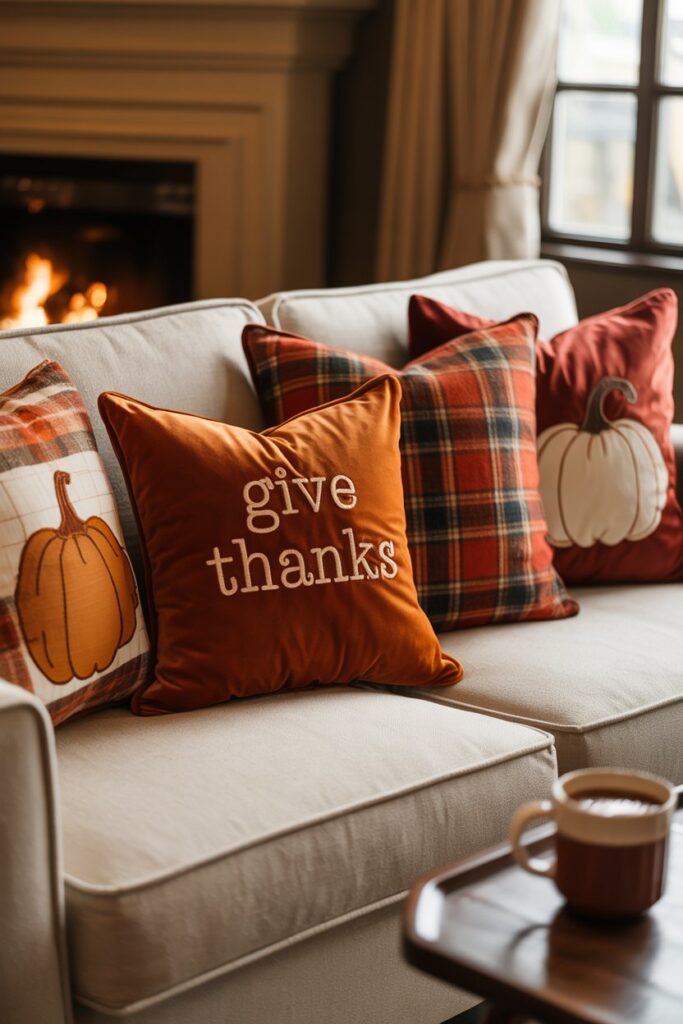 2. Add a Festive Throw Pillow (or Three)