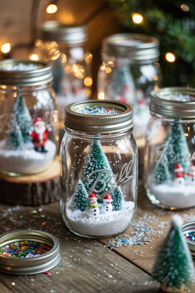 2. Mason Jar Snow Globes ❄️