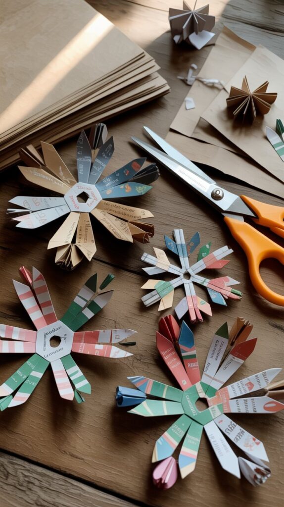 2. Recycled Paper Snowflakes ❄️