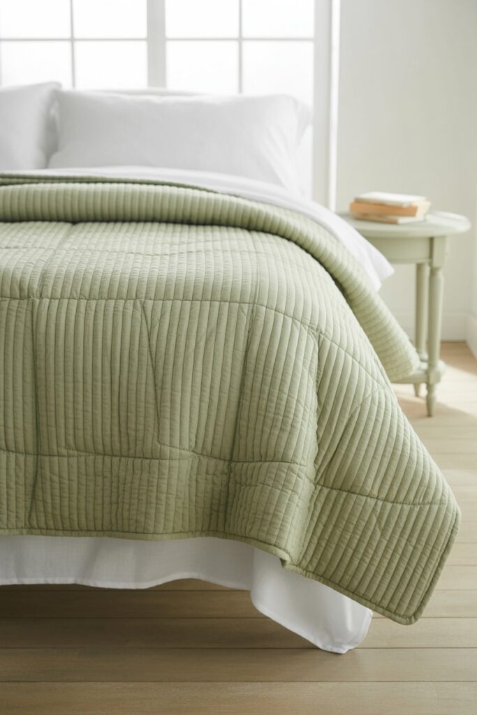 4. Try a Sage Green Quilted Comforter