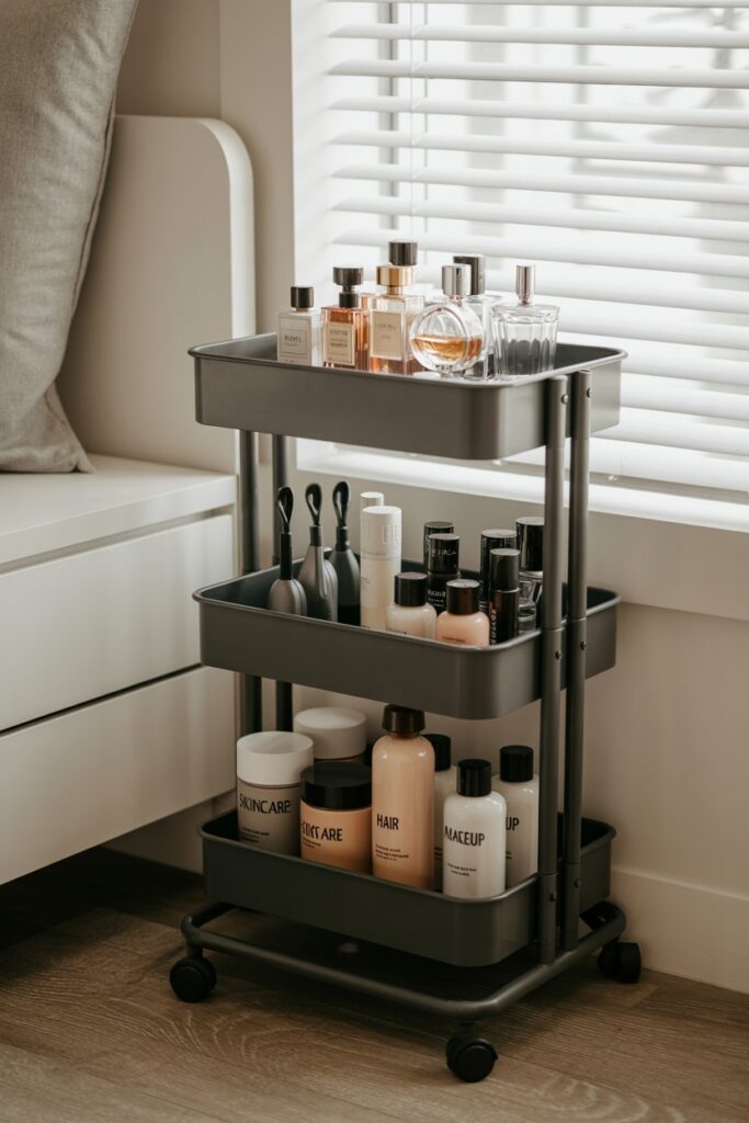 5. Add a Rolling Storage Cart for Products