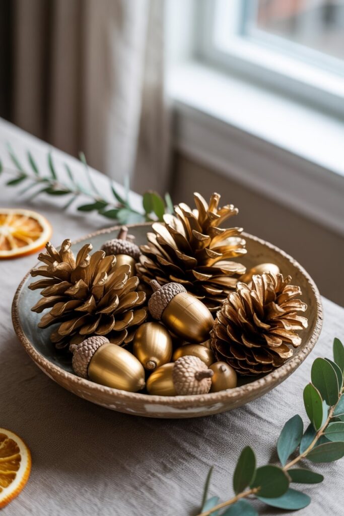5. Gilded Pinecones & Acorns ✨🌰
