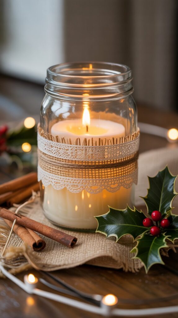5. Glass Jar Candle Holders 🕯️