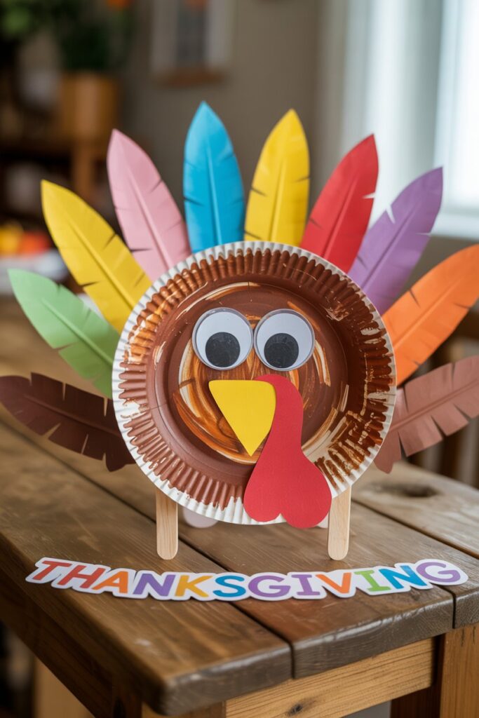 6. Paper Plate Turkeys 🍽️🦃
