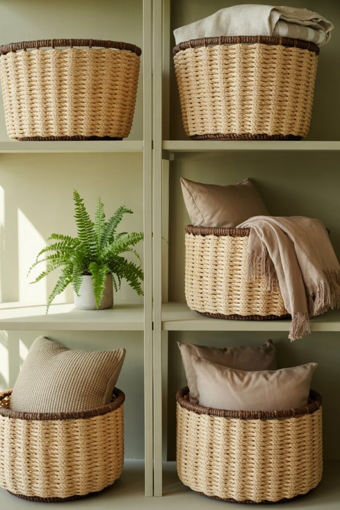 8. Add Woven Baskets for Storage