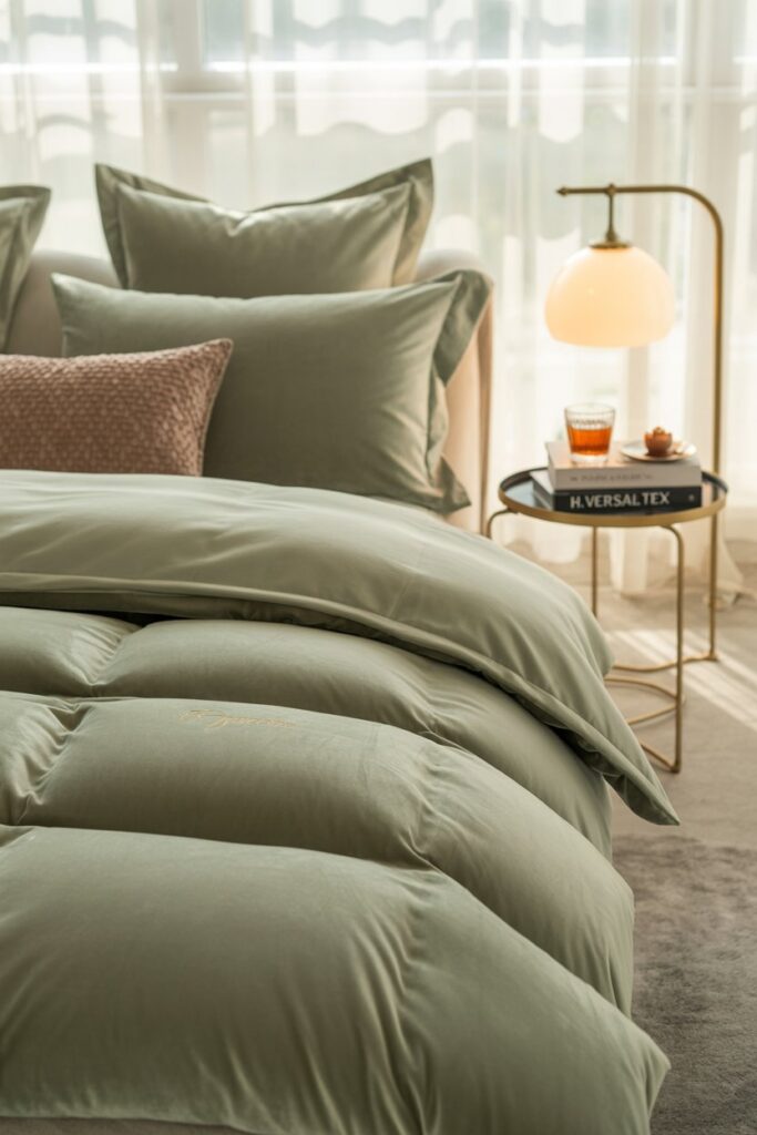 9. Go Luxe with Velvet Sage Bedding