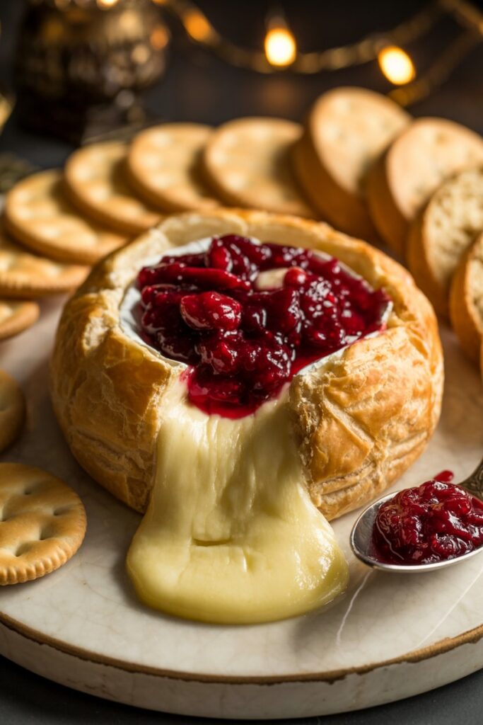 Baked Brie with Cranberry Sauce
