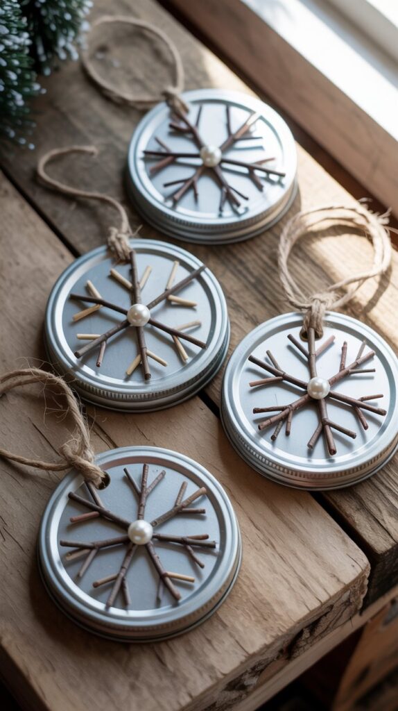 Mason Jar Lid Snowflake