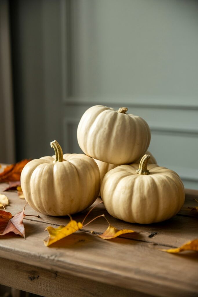Minimalist Pumpkin Decor (Because It’s Still Thanksgiving)
Yes, you can have pumpkins—but keep them chic. White or neutral-toned pumpkins like the Winemana White Artificial Pumpkins add a festive touch without overwhelming your table. Scatter just a few for balance.
Rule of thumb if your table looks like a pumpkin patch, you’ve gone too far.