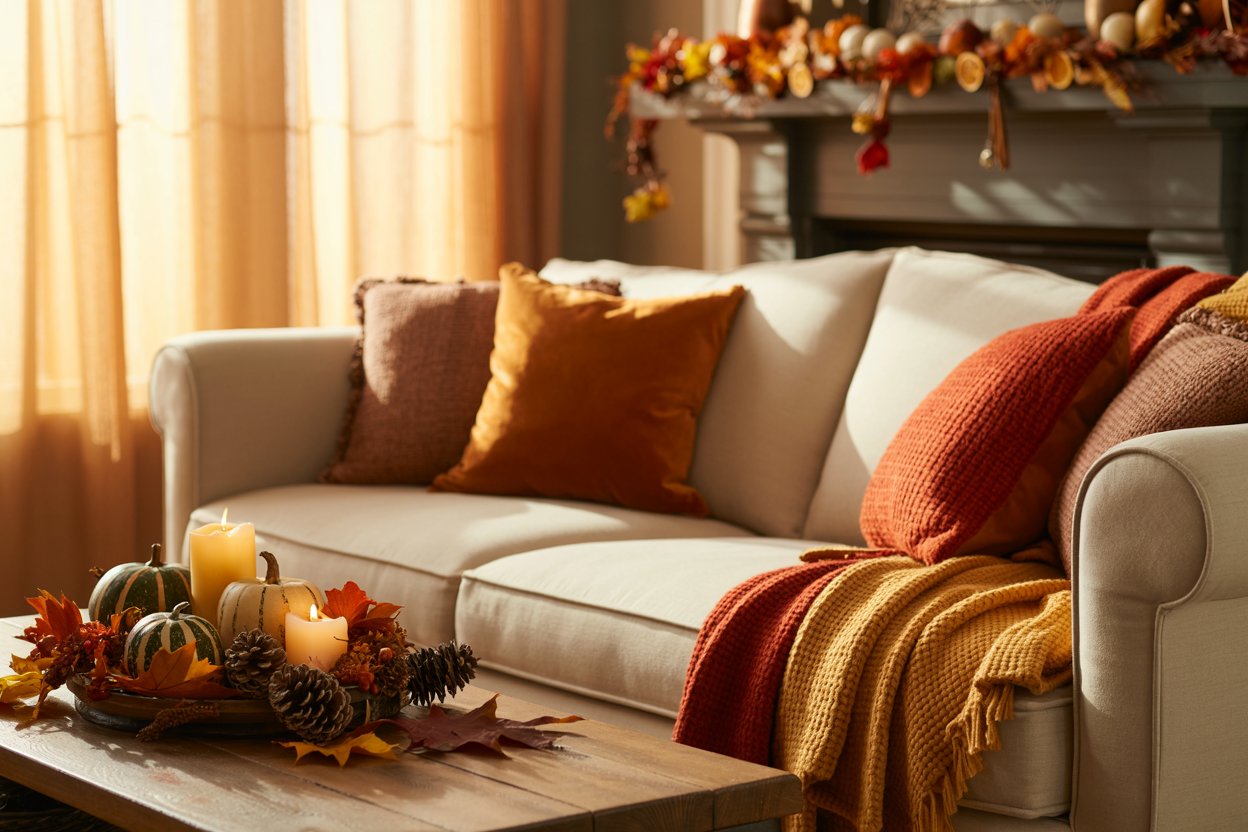 cozy Thanksgiving living room decor