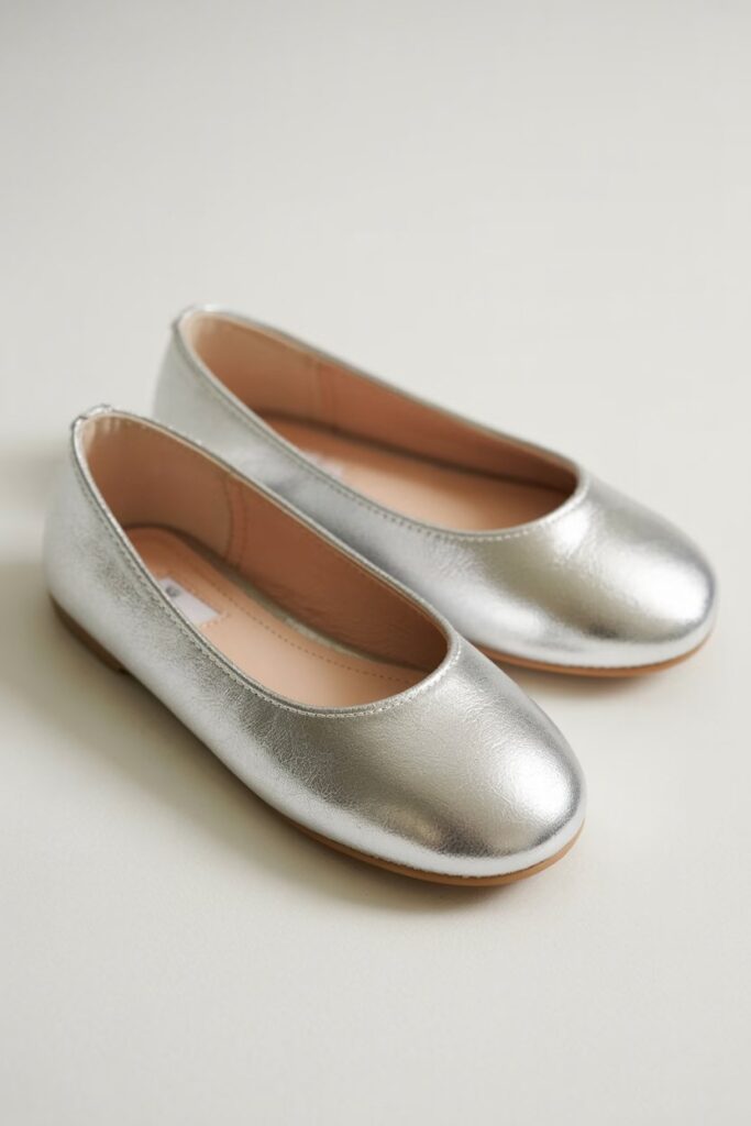Stelle Girl’s Silver Ballet Flats
