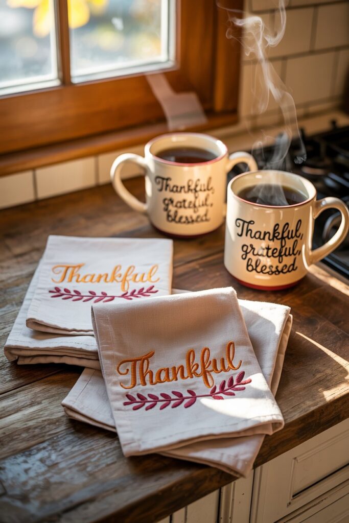 Thankful Kitchen Towels and Mugs