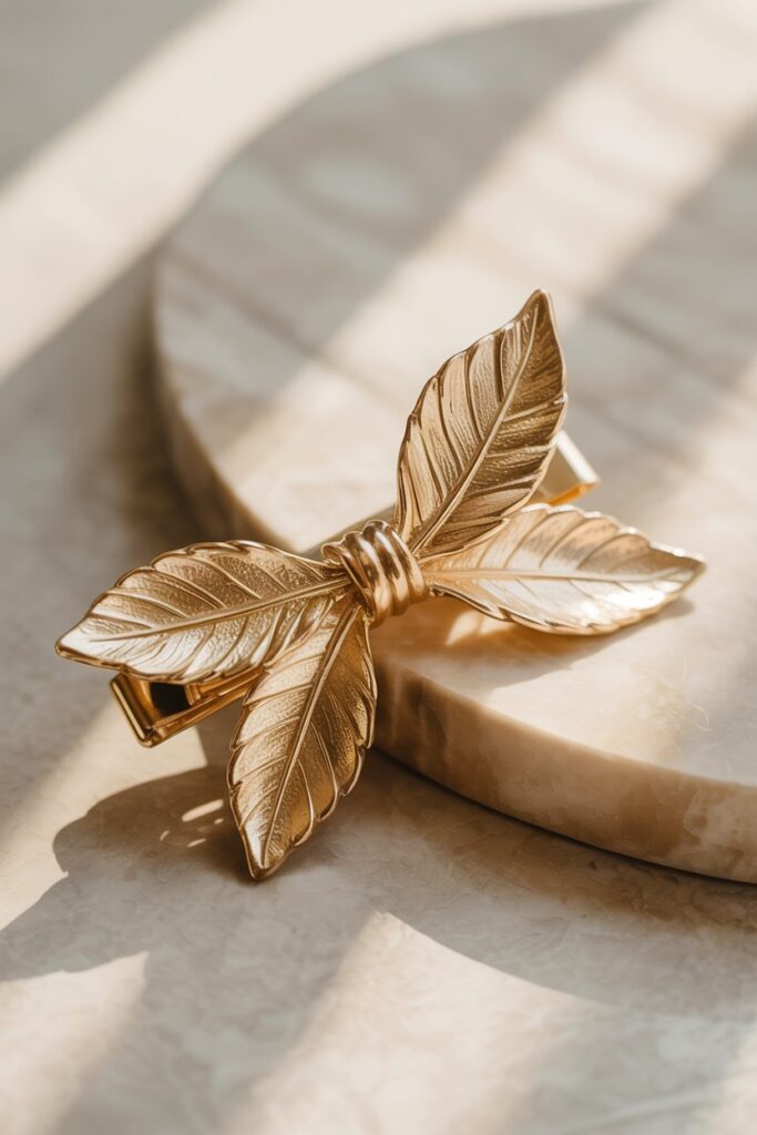 The Gold Leaf Bow Clip