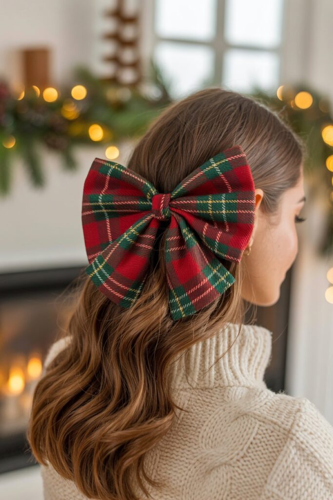 The Plaid Bow Clip