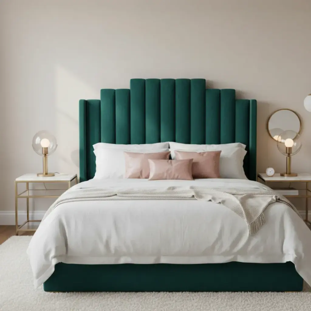 24KF Jade Velvet Tufted Queen Upholstered