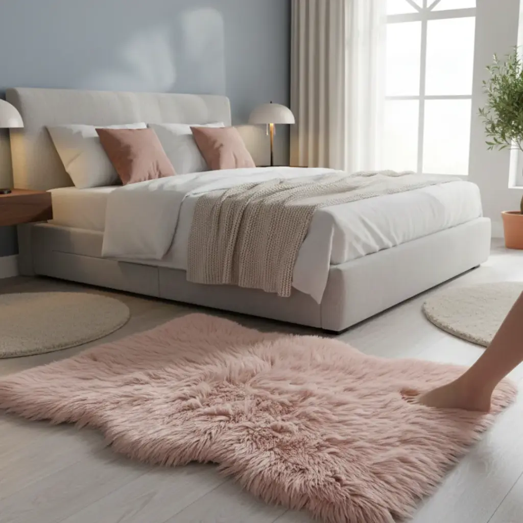 Pink Faux Sheepskin Rug