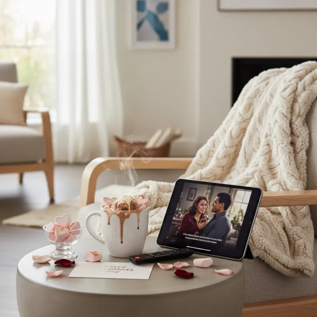 Cozy Blanket and Hot Cocoa Setup