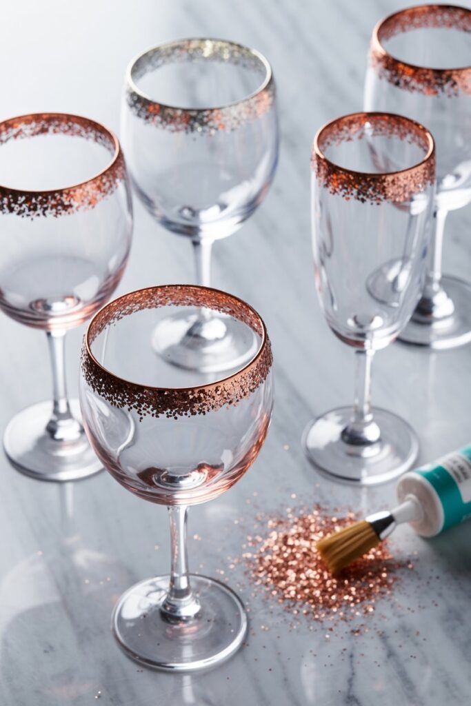 DIY Glittered Glassware