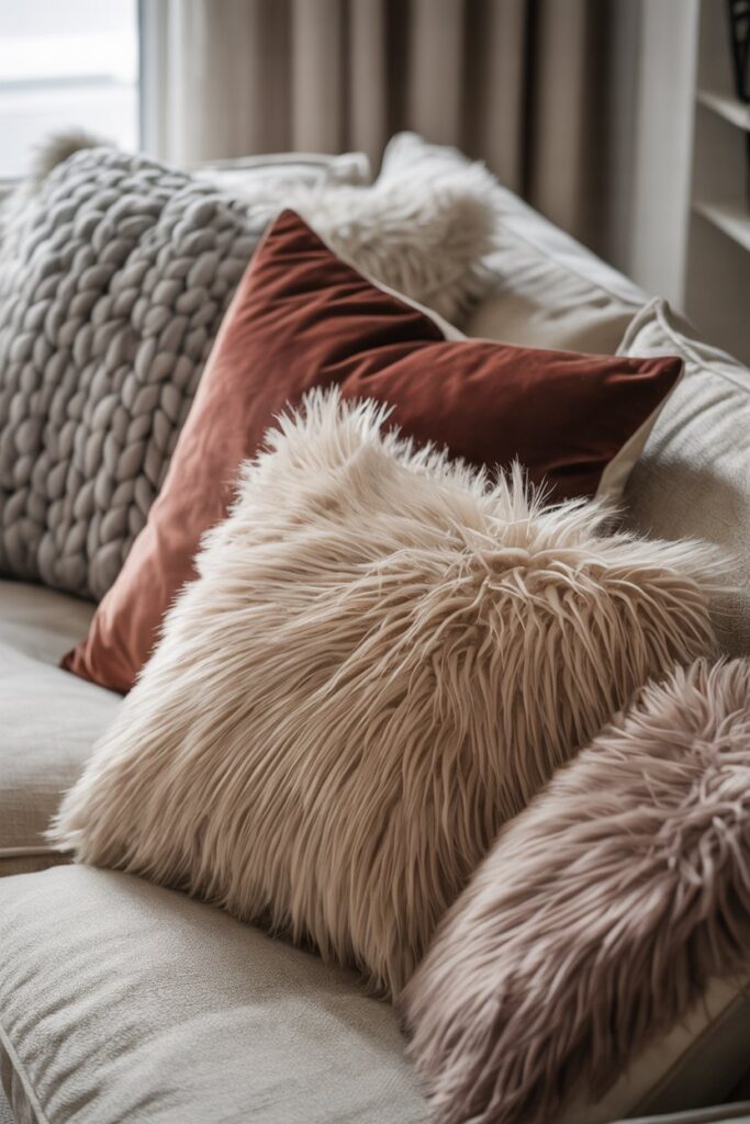 Faux Fur and Textured Pillows