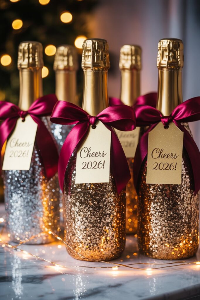 Glittering Champagne Bottles