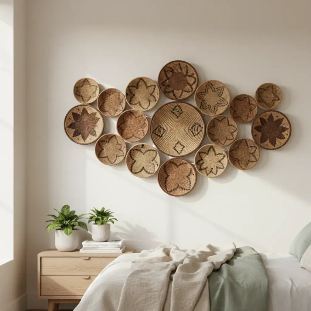 Rustic Charm with Woven Wall Baskets