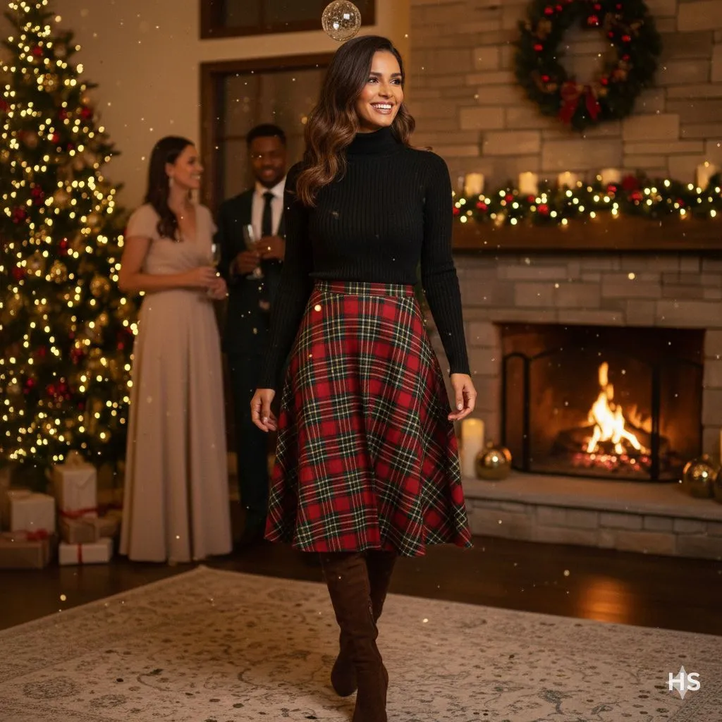 The Plaid Skirt + Turtleneck Combo: A Winter Wonderland Classic