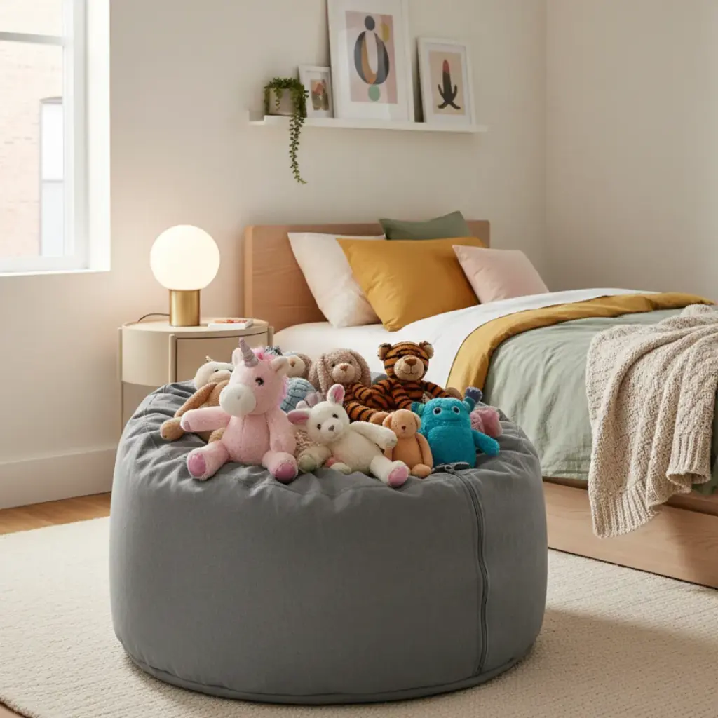 Turn Stuffed Animal Chaos into Comfy Seating
