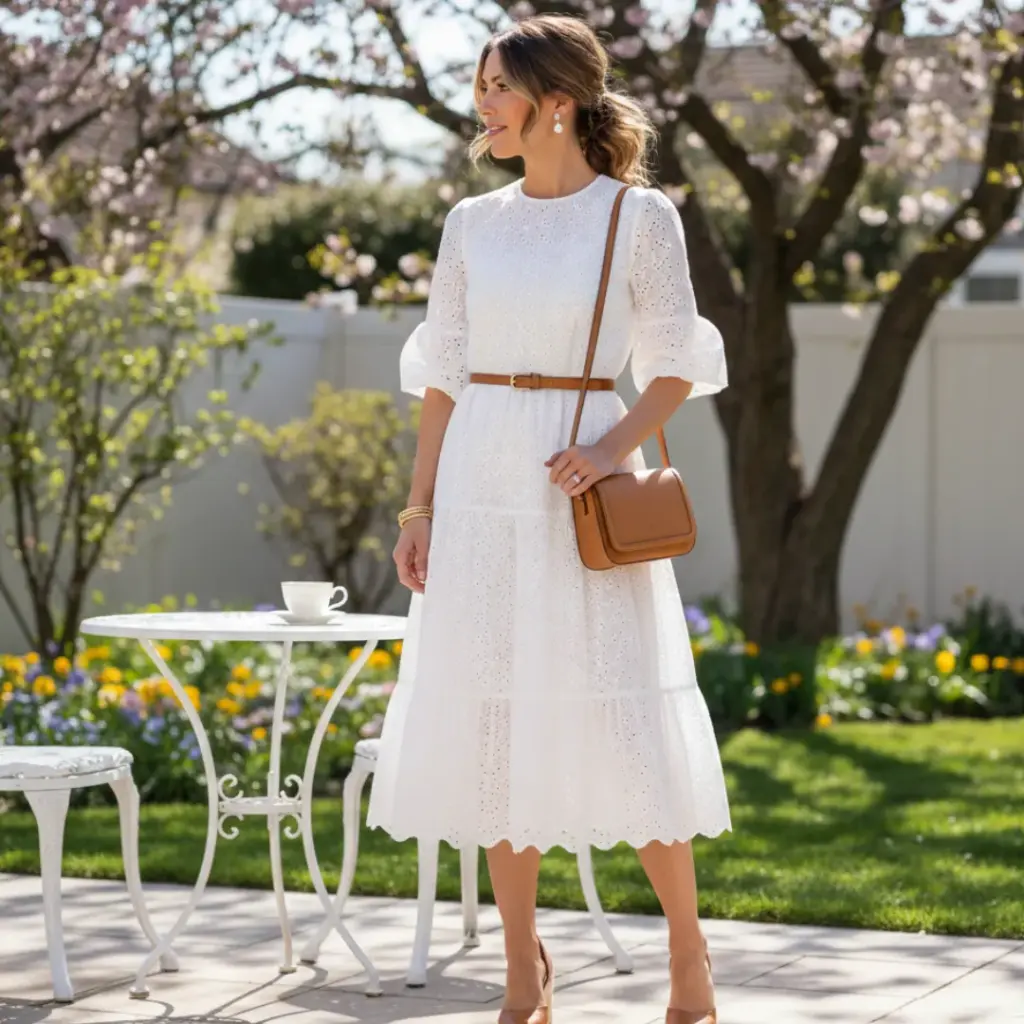 Classic Eyelet White Dress