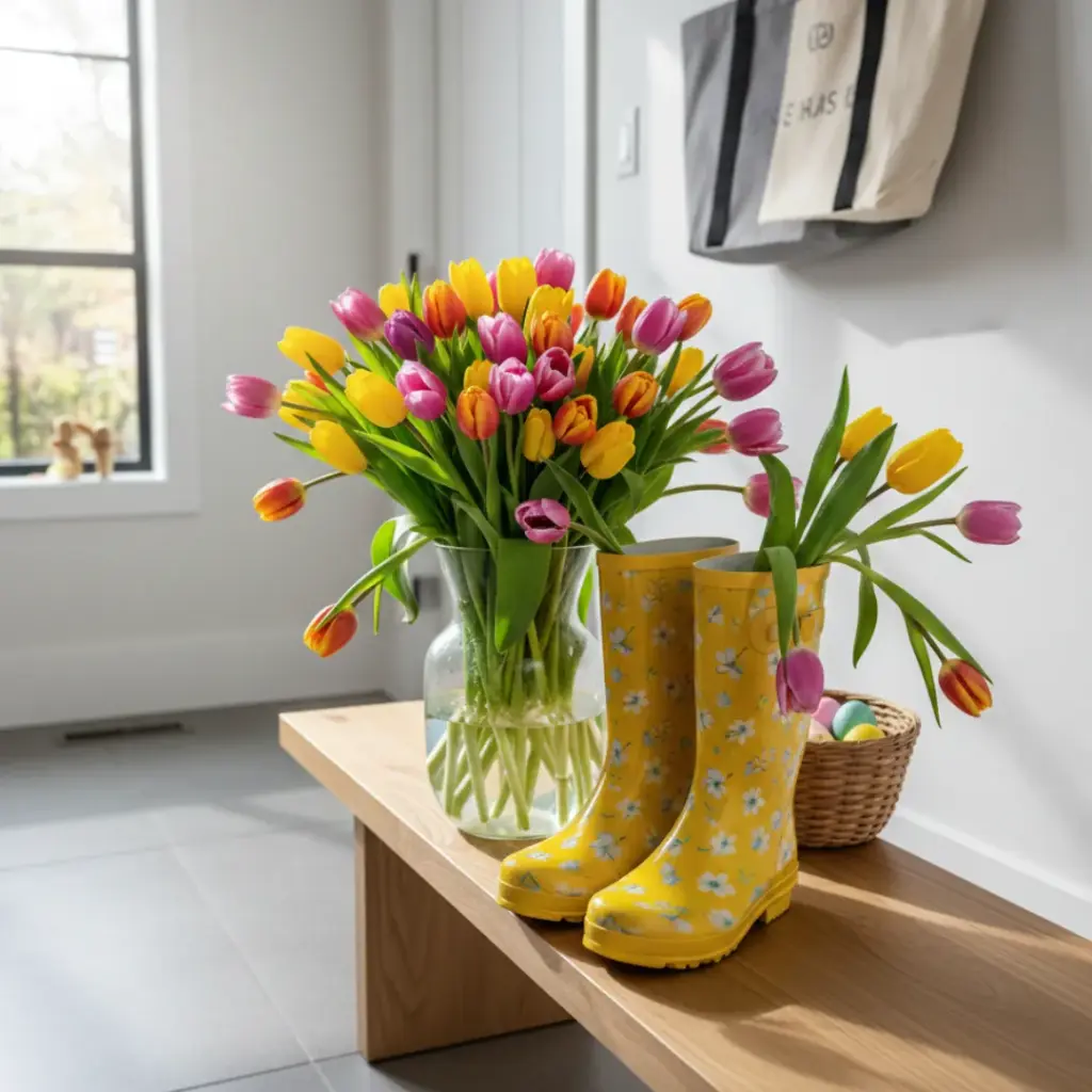 Rain Boot Floral Display
