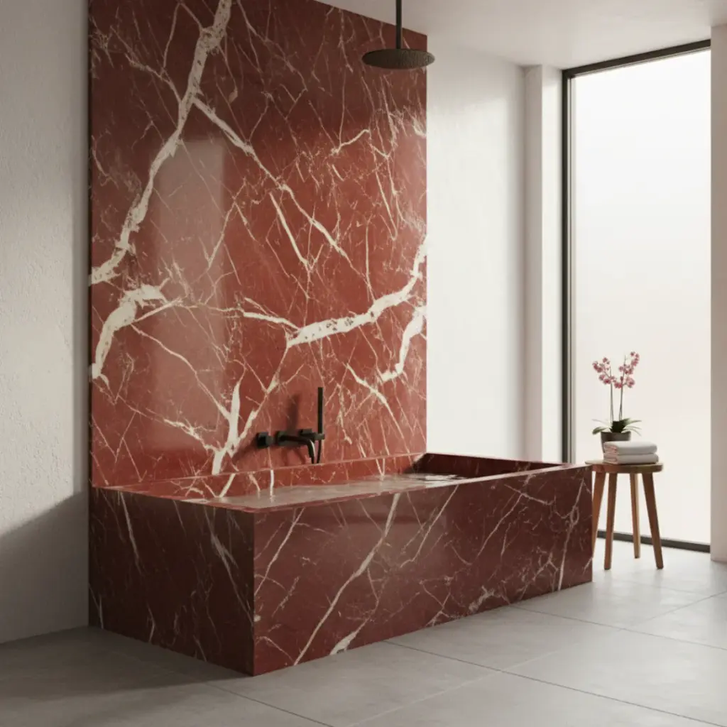 Red Marble Bathtub Surround