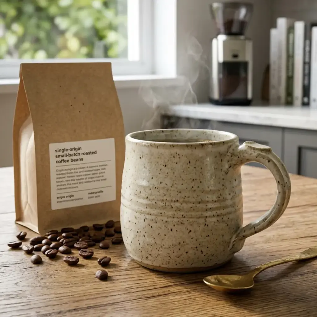 8. Handcrafted Ceramic Mug and Gourmet Coffee