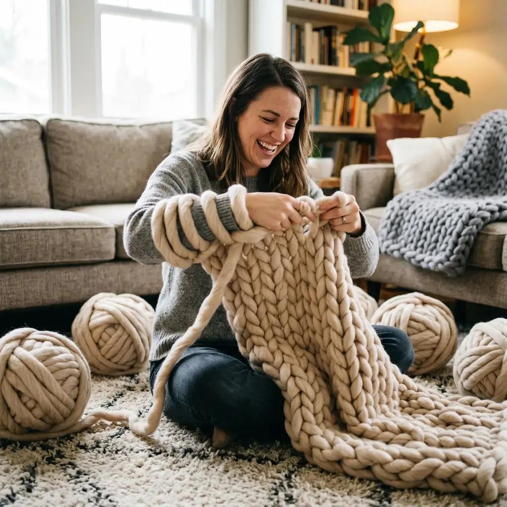 Chunky Knit Throw Blanket