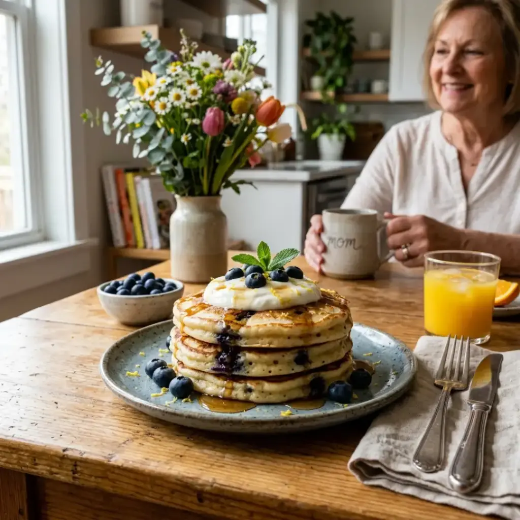 Lemon Blueberry Greek Yogurt Pancakes