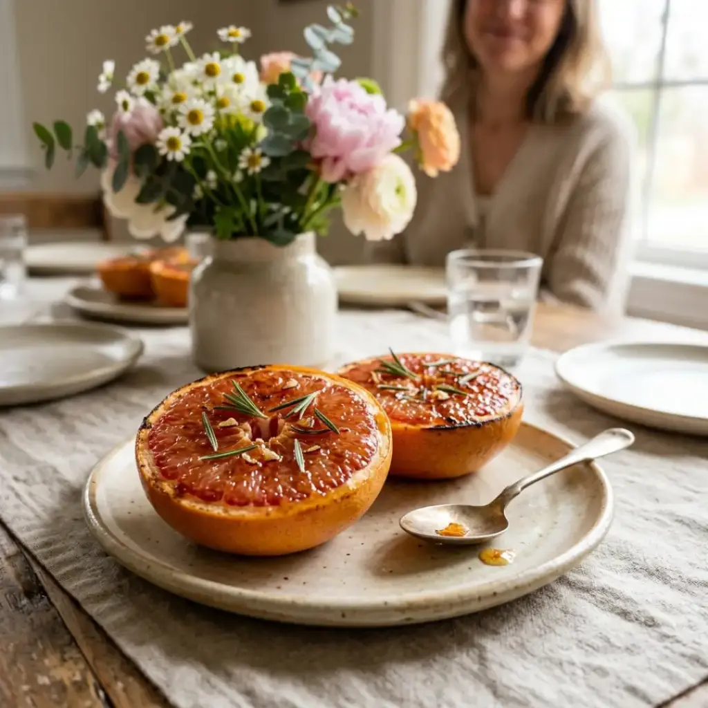 Baked Grapefruit with Honey and Rosemary