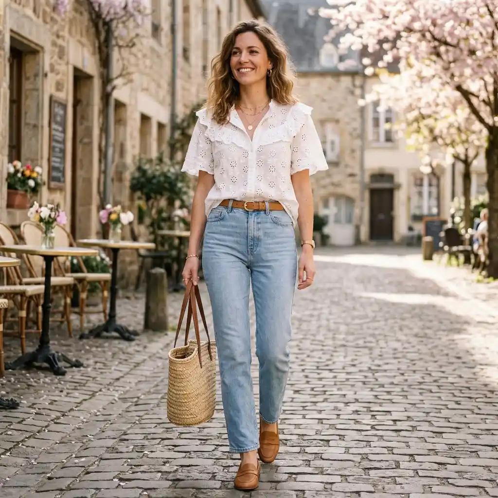 Classic Denim and White Lace