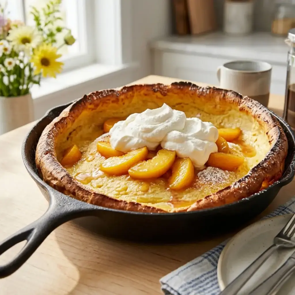 Fluffy Dutch Baby with Macerated Peaches