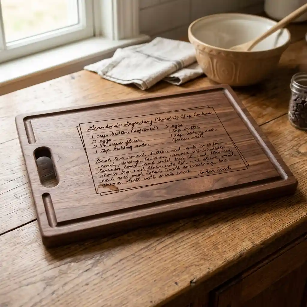Hand-Written Recipe Cutting Board