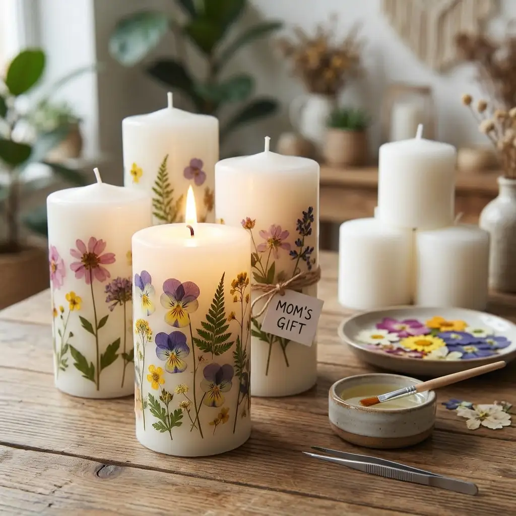 Pressed Flower Candles