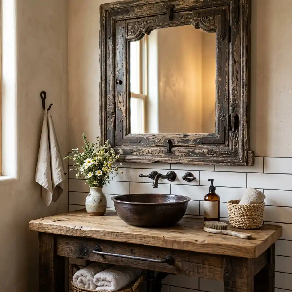 Ornate Distressed Mirror